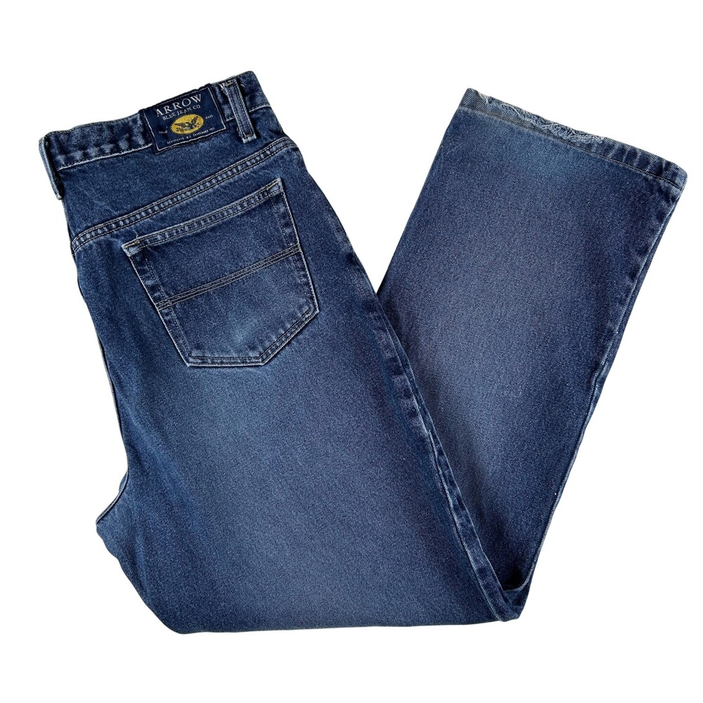 Arrow Jeans Mens 34x29 Medium Wash Blue Denim Regular Straight Zip Fly